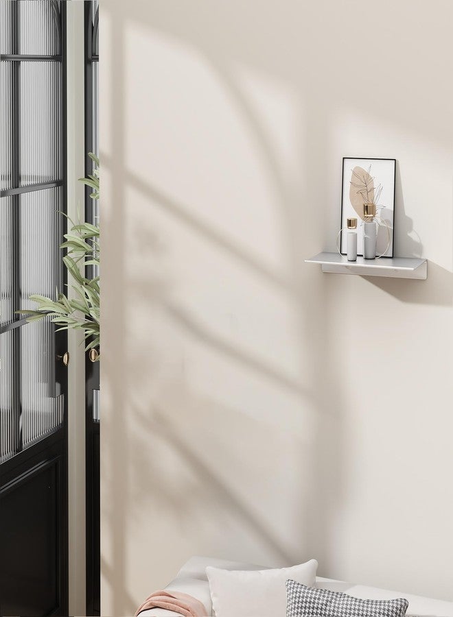 Danpoo Small Floating Shelf for Wall Storage, Mini Display Shelf for Collectibles, Metal Wall Shelf for Bathroom/Living Room/Kitchen/Bedroom(Silver, 8") - Image 3